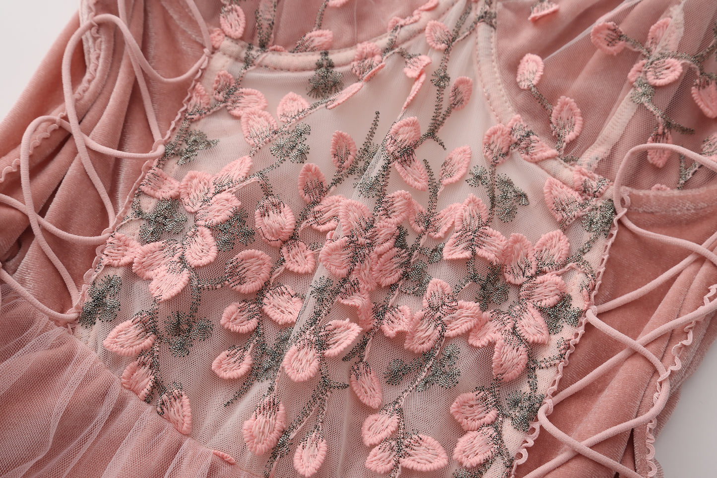 Avelisse Blush Velvet Floral Lace Babydoll Set with Robe