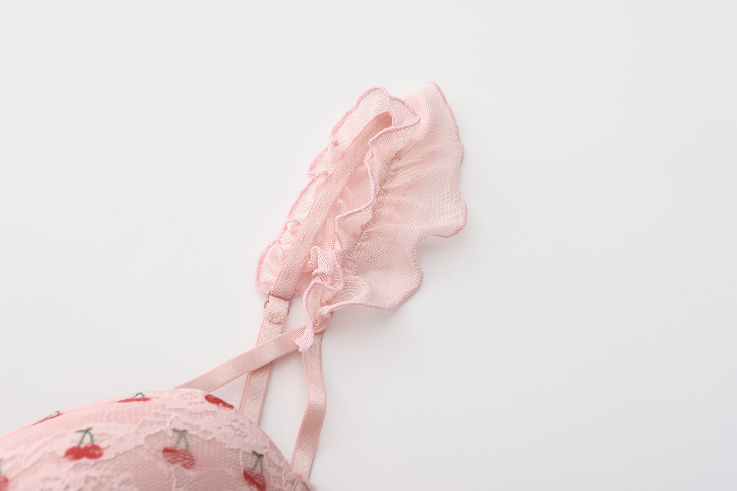 【pink】Avelisse Cherry Lace Corset Babydoll