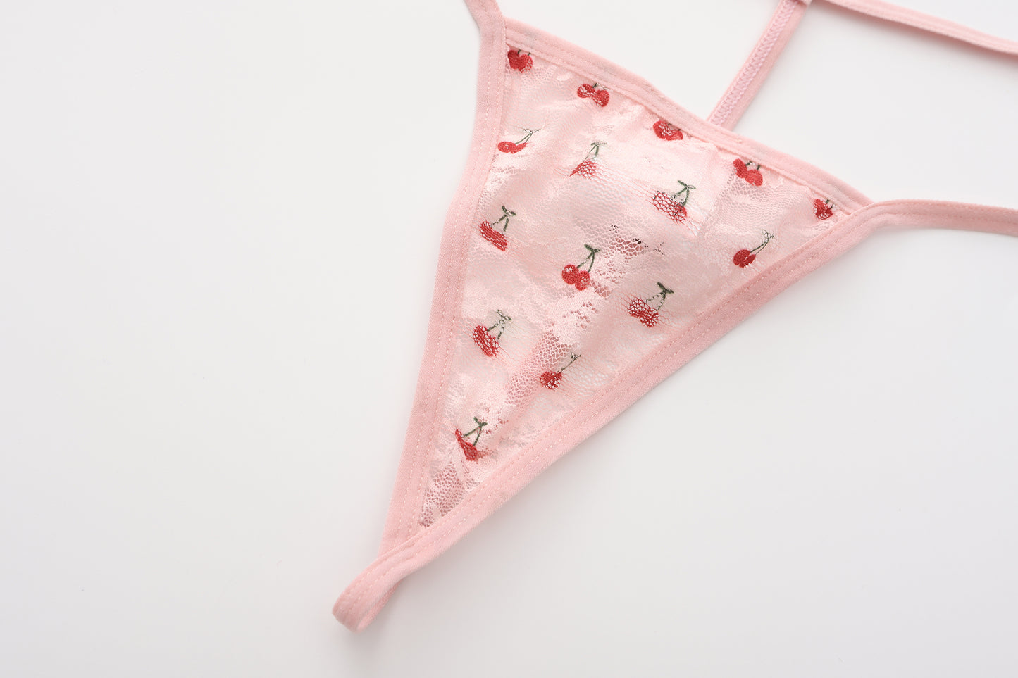 【pink】Avelisse Cherry Lace Corset Babydoll