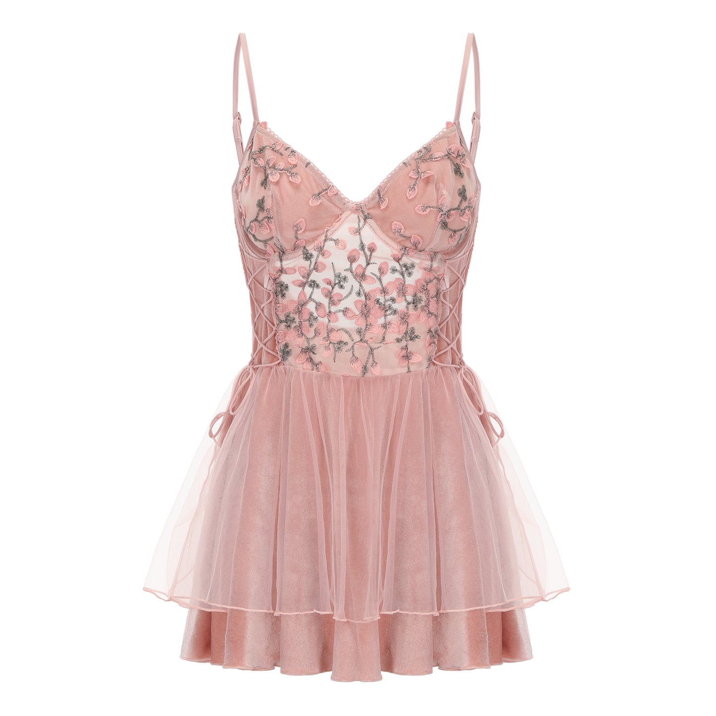 Avelisse Blush Velvet Floral Lace Babydoll Set with Robe